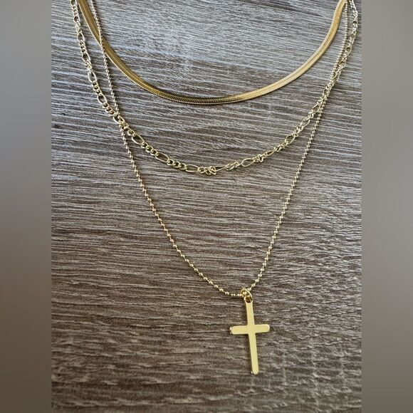 Multilayer cross necklace A1433 - Picture 4 of 5